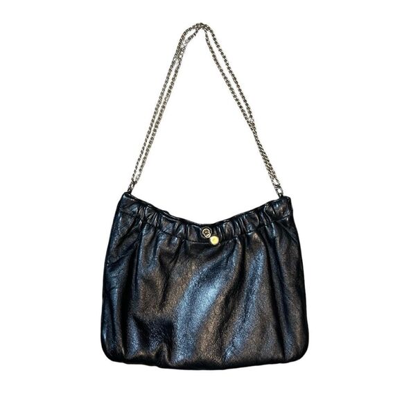 Vintage Ande Black Leather Clutch Evening Bag Purse Handbag Shoulder Bag - Picture 4 of 12